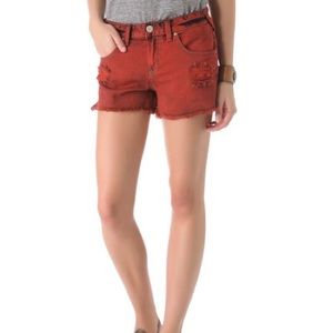 Free People Red Overdyed Denim Cutoff sz 25